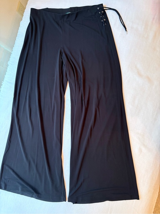 Lauren Ralph Lauren Pants - Lauren Ralph Lauren Black Wide-Leg Drawstring Side-Tie Pants